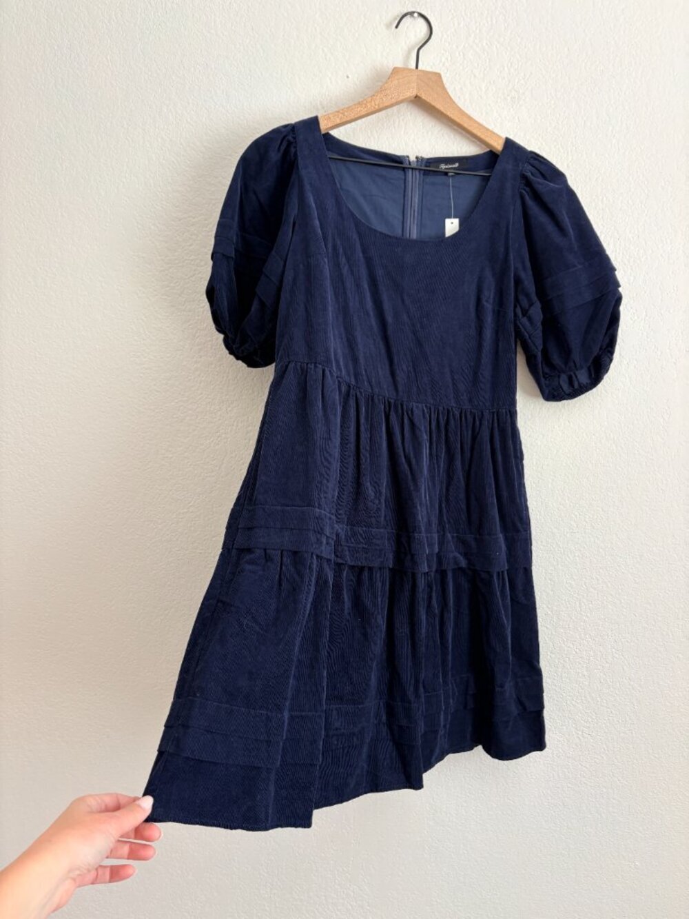 NWT Madewell Corduroy Tiered Mini Dress - Picture 6 of 9